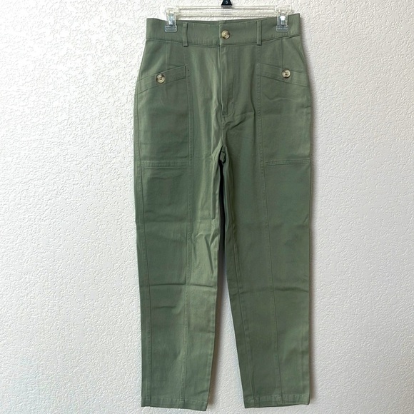 NWT Blu Pepper Crop Pant Button Olive size Medium - Picture 1 of 14